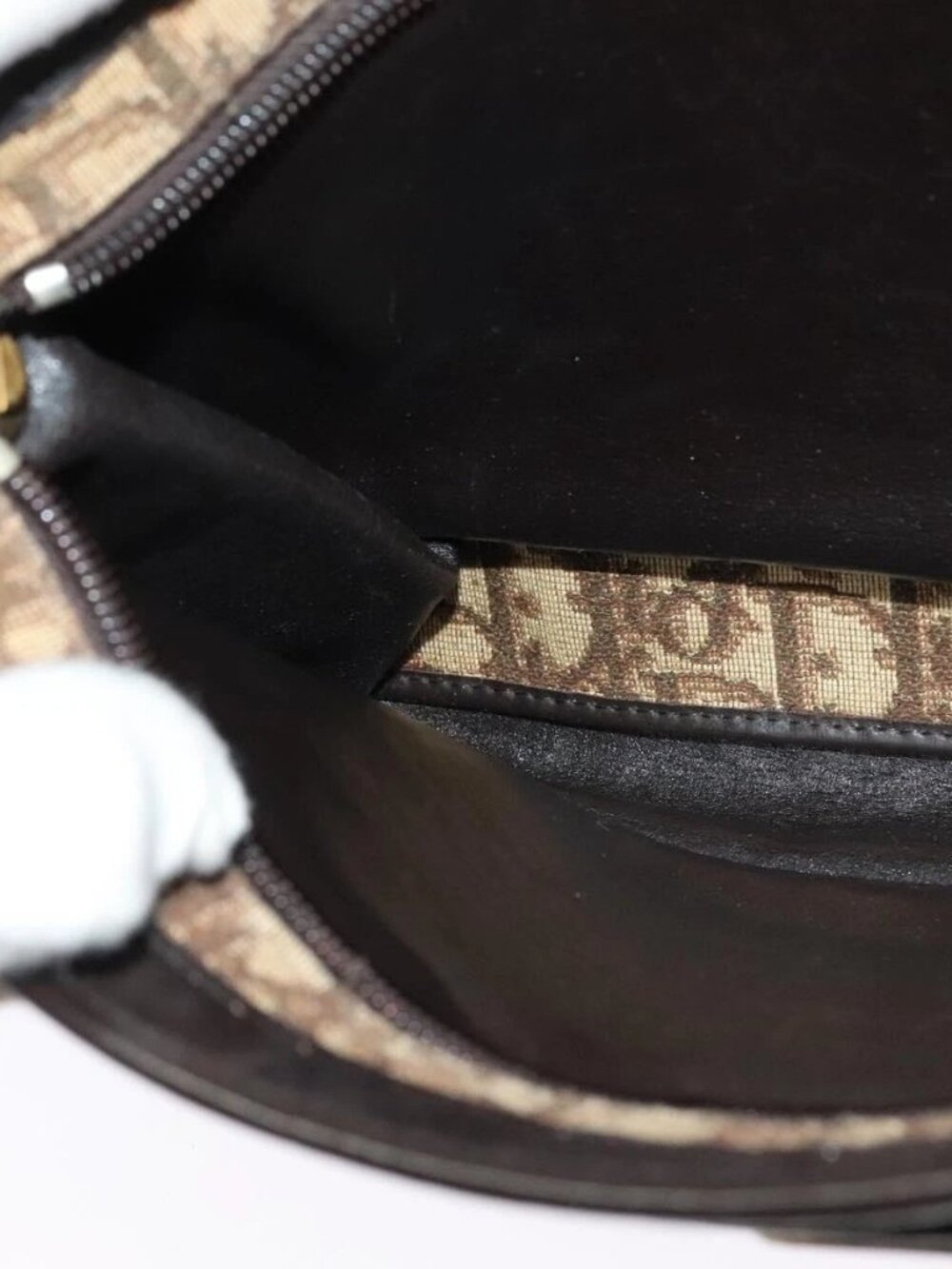 Christian Dior Trotter Canvas Shoulder Bag Beige Auth 126128 - Picture 14 of 16